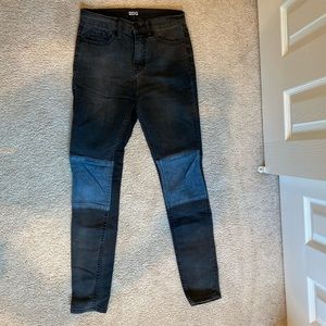 Black Jeans with Denim Patches